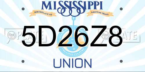 5D26Z8 Mississippi License Plate