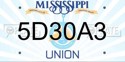5D30A3 Mississippi License Plate