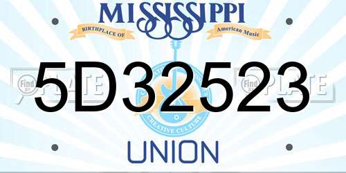 5D32523 Mississippi License Plate