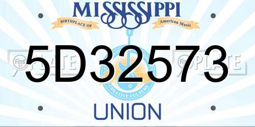 5D32573 Mississippi License Plate