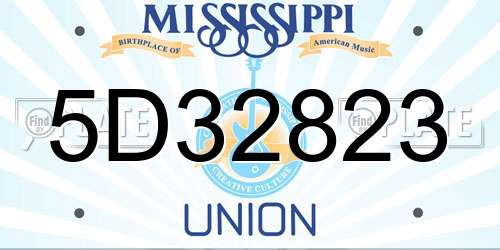 5D32823 Mississippi License Plate