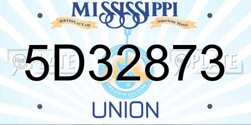 5D32873 Mississippi License Plate