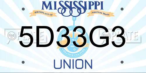5D33G3 Mississippi License Plate