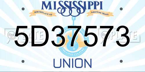 5D37573 Mississippi License Plate