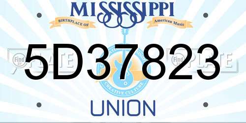 5D37823 Mississippi License Plate