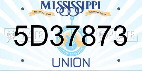 5D37873 Mississippi License Plate