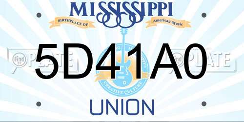 5D41A0 Mississippi License Plate