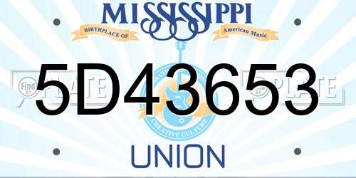 5D43653 Mississippi License Plate