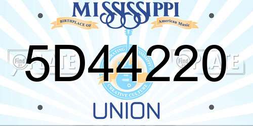 5D44220 Mississippi License Plate