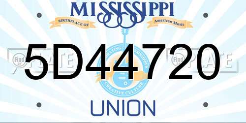 5D44720 Mississippi License Plate
