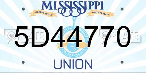 5D44770 Mississippi License Plate