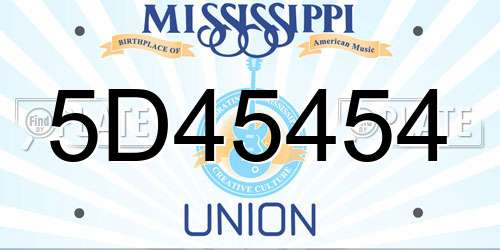 5D45454 Mississippi License Plate