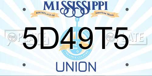 5D49T5 Mississippi License Plate