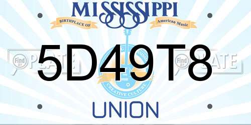 5D49T8 Mississippi License Plate