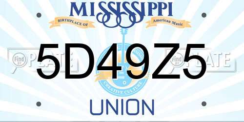 5D49Z5 Mississippi License Plate