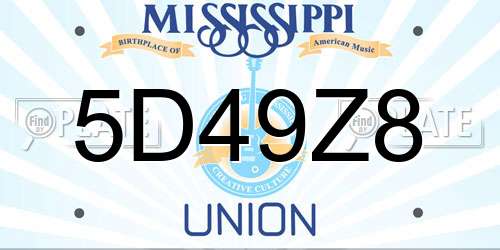 5D49Z8 Mississippi License Plate