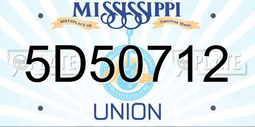 5D50712 Mississippi License Plate