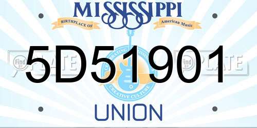5D51901 Mississippi License Plate