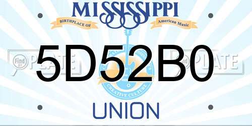 5D52B0 Mississippi License Plate