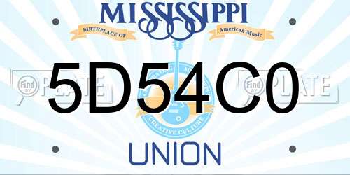 5D54C0 Mississippi License Plate