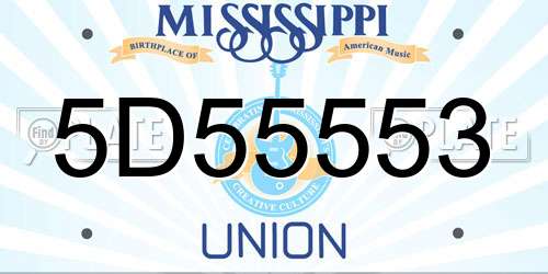 5D55553 Mississippi License Plate