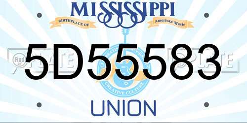5D55583 Mississippi License Plate