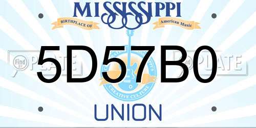 5D57B0 Mississippi License Plate