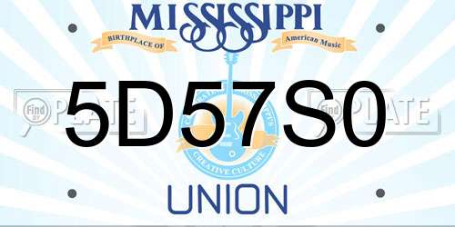 5D57S0 Mississippi License Plate