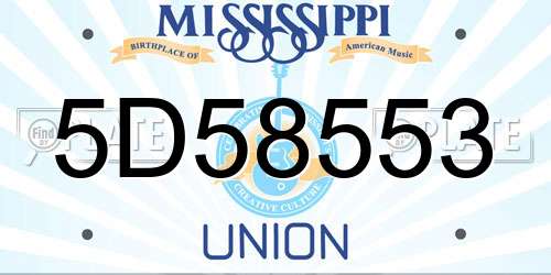 5D58553 Mississippi License Plate