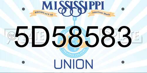 5D58583 Mississippi License Plate