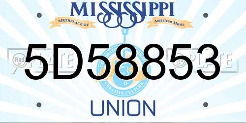 5D58853 Mississippi License Plate