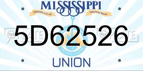 5D62526 Mississippi License Plate