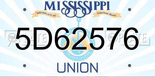 5D62576 Mississippi License Plate