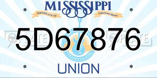 5D67876 Mississippi License Plate
