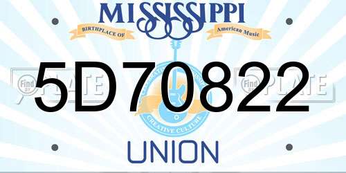 5D70822 Mississippi License Plate