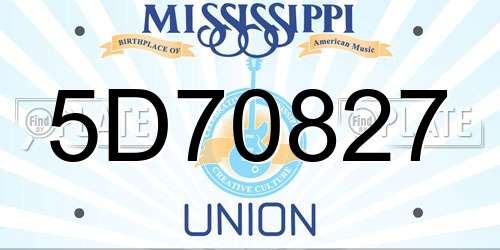 5D70827 Mississippi License Plate
