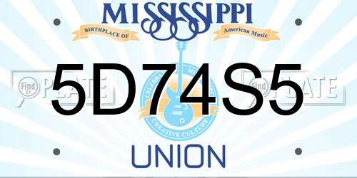 5D74S5 Mississippi License Plate