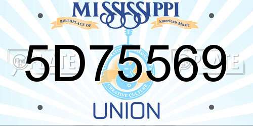 5D75569 Mississippi License Plate