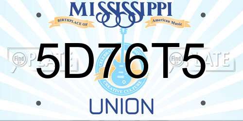 5D76T5 Mississippi License Plate