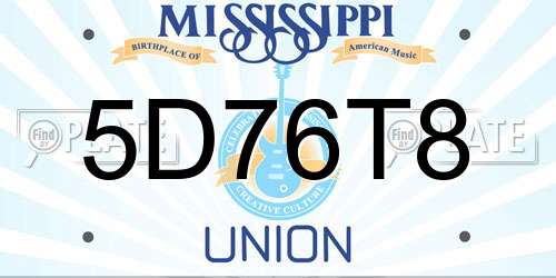 5D76T8 Mississippi License Plate