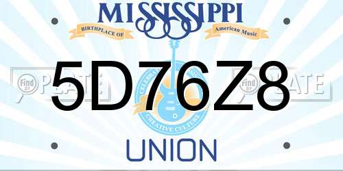 5D76Z8 Mississippi License Plate