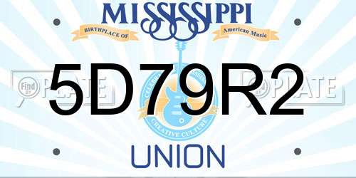 5D79R2 Mississippi License Plate