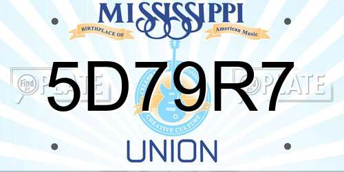 5D79R7 Mississippi License Plate