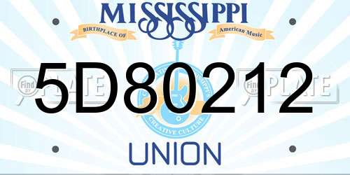 5D80212 Mississippi License Plate