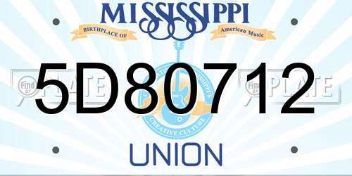 5D80712 Mississippi License Plate