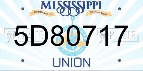 5D80717 Mississippi License Plate