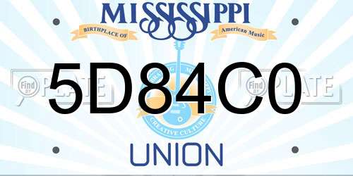 5D84C0 Mississippi License Plate