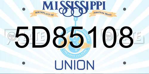 5D85108 Mississippi License Plate