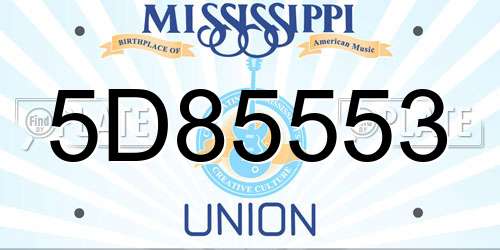 5D85553 Mississippi License Plate