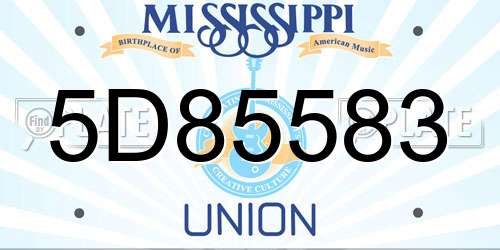 5D85583 Mississippi License Plate